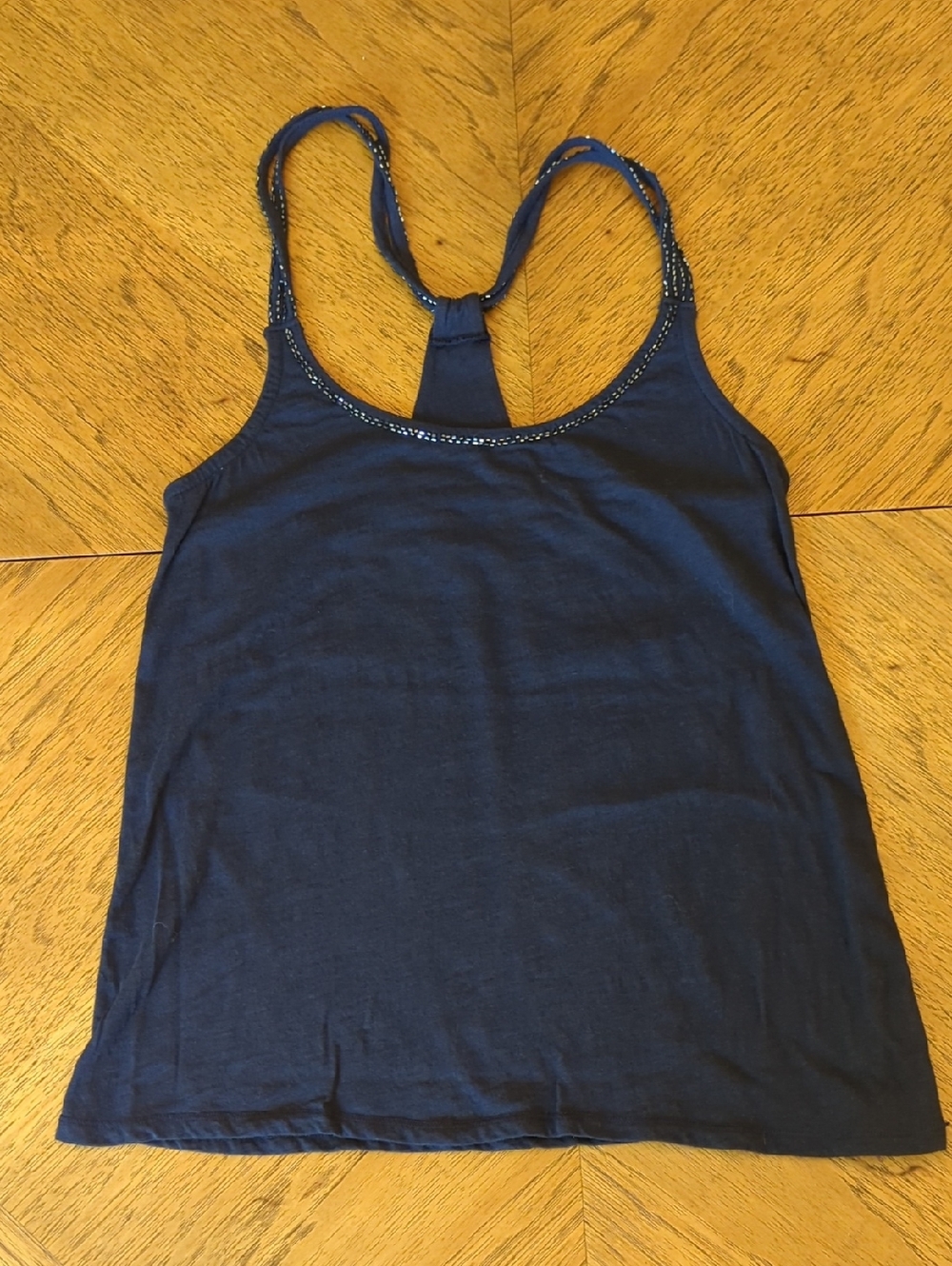 Y2K aerie Navy Beaded Racerback Tank Top